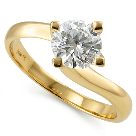 14K Yellow Gold Solitaire Ring : 1.00 ct Lab Grown Diamond