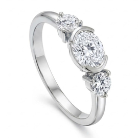 14K White Gold Three Stone Ring : 1.40 cttw Diamonds