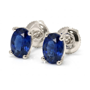 14K White Gold Basket 2.00cttw Sapphire Earrings