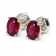 14K White Gold Basket 2.00cttw Ruby Earrings