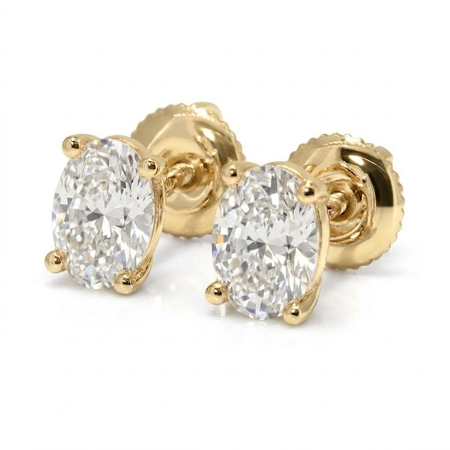 14K Yellow Gold Basket Stud Earrings : 1.40 cttw Diamonds