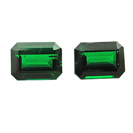 2.76 cttw Pair of Emerald Cut Tsavorites : Fine Olive Green