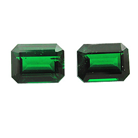 2.76 cttw Fine Olive Green Pair of Emerald Cut Natural Tsavorites
