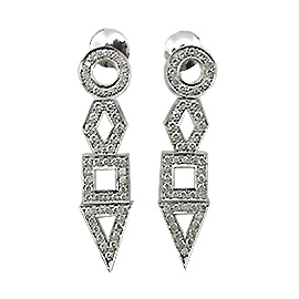 18K White Gold Drop Earrings : 1.50 cttw Diamonds