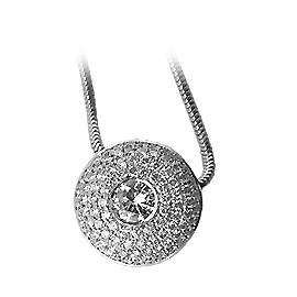 18K White Gold Drop Necklace : 1.50 cttw Diamonds