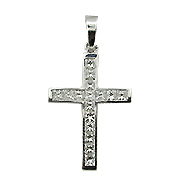 18K White Gold Cross Pendant : 0.65 cttw Diamonds