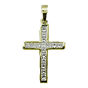 18K Yellow Gold 0.65cttw Diamond Cross Pendant