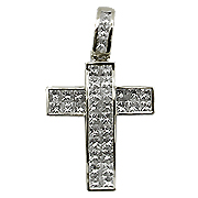 18K White Gold 1.45cttw Diamond Cross Pendant