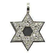 18K White Gold Star of David Pendant : 0.30 cttw Diamonds