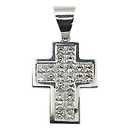 18K White Gold 1.20cttw Diamond Cross Pendant