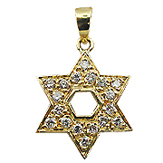 18K Yellow Gold 0.25cttw Diamond Star of David Pendant