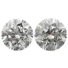 4.04 cttw Pair of Round Natural Diamonds : G / I1