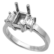 18K White Gold Three Stone Setting : 0.50 cttw Diamonds