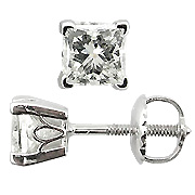 18K White Gold Basket Style 2/3cttw Diamond Stud Earrings