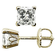 18K Yellow Gold Basket Style 2/3cttw Diamond Stud Earrings