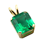 18K Yellow Gold  Pendant : 1.50 ct Emeralds