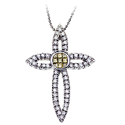 18K White Gold 4/5cttw Diamond Cross Pendant