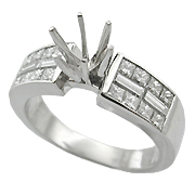 18K White Gold Semi-mount Setting : 1.00 cttw Diamonds