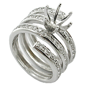 18K White Gold Semi-mount Setting : 1.05 cttw Diamonds