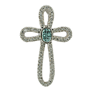 18K White Gold Cross Pendant : 0.87 cttw Diamonds