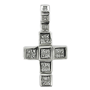 18K White Gold 1.07cttw Diamond Cross Pendant